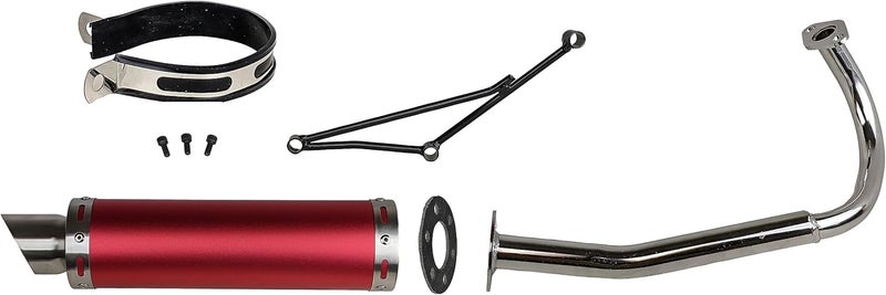 RedCap Replacement Exhaust System Muffler for GY6 50cc Scooter Moped TaoTao Jonway Kymco 139QMB (Red) - Image 3